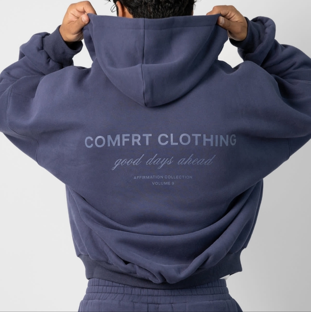 🥰 ❤️NIP❤️ COMFRT AFFIRMATION HOODIE Midnight Blue Unisex MEDIUM M